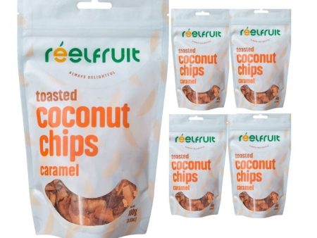 Reelfruit Organic, Vegan & Gluten Free Caramel Toasted Coconut Chips 100g Combo (Pack of 5) Hot on Sale