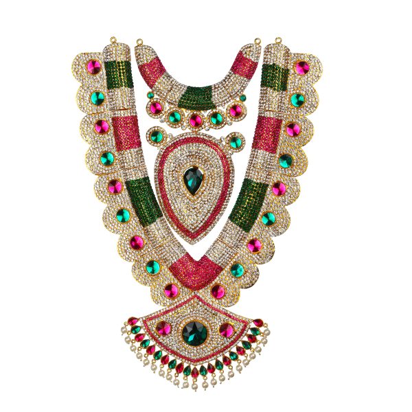 Stone Haram & Stone Necklace Set - 15 x 10 Inches | Multicolour Stone Jewelry  Jewellery for Deity Online Hot Sale