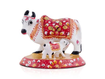 Cow and Calf Idol - 3 x 3.5 Inches | Metal Kamadhenu Statue  Cow Calf Idol for Pooja For Sale