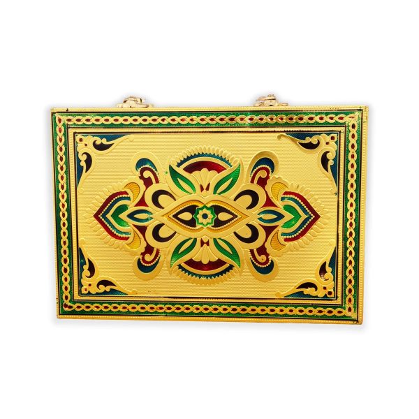 Pooja Box - 7 x 10 Inches | Meenakari Design Storage Box  Gold Polish Jewellery Box for Home Online Hot Sale