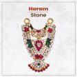 Stone Haram & Stone Necklace Set - 2.5 x 1.5 Inches | Haram Necklace Set  Multicolour Stone Jewelry for Deity Sale