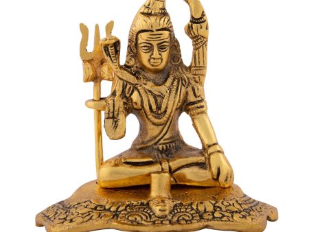 Shiva Statue - 4.5 x 4.5 Inches | Gold Polish Shiv Murti  Aluminium Shivan Idol for Pooja  220 Gms Approx Sale