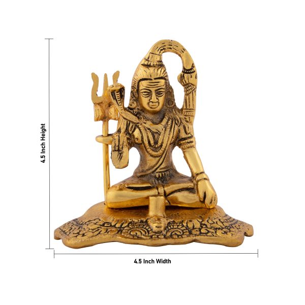 Shiva Statue - 4.5 x 4.5 Inches | Gold Polish Shiv Murti  Aluminium Shivan Idol for Pooja  220 Gms Approx Sale