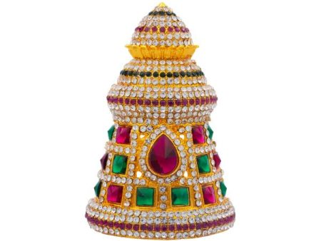 Half Crown - 3.25 Inch | Stone Mukut  Kireetam  Multicolour Stone Kiritam for Deity Cheap