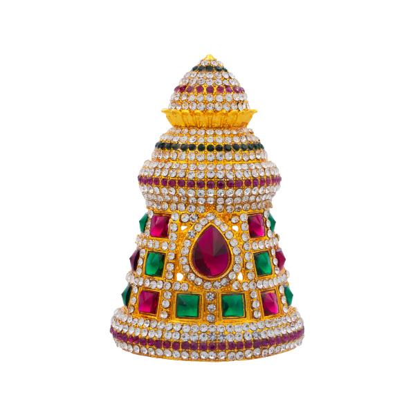 Half Crown - 3.25 Inch | Stone Mukut  Kireetam  Multicolour Stone Kiritam for Deity Cheap