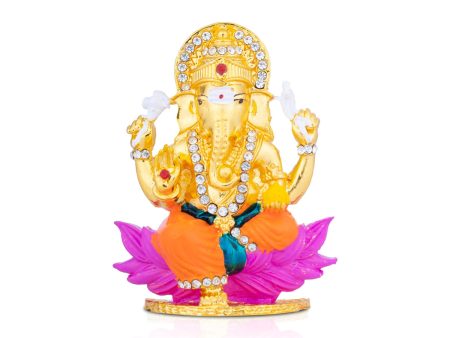 Ganesh Murti - 3 x 2 Inches | Stone Vinayaka Idol  Gold Polish Ganpati Murti for Pooja Hot on Sale