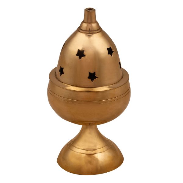 Brass Nanda Deep with Base - 4 x 2.5 Inches | Brass Lamp  Vilakku  Apple Nanda Diya for Pooja Supply