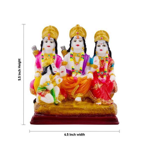 Shri Ram Darbar Murti - 5.5 x 4.5 Inches | Marble Dust Shri Ram Darbar Statue for Pooja Hot on Sale