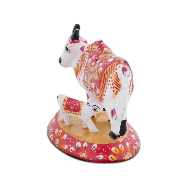 Cow and Calf Idol - 3 x 3.5 Inches | Metal Kamadhenu Statue  Cow Calf Idol for Pooja For Sale