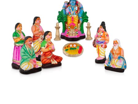 Sathyanarayana Pooja Clay Golu Bommai Set - 7 x 5 Inches | Giri Golu Doll  Navaratri Golu Bomma Gombe Bommai Discount