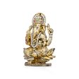 Ganesh Murti - 2.75 x 2 Inches | Stone Vinayaka Idol  Gold Polish Ganpati Murti for Pooja For Discount