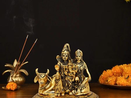 Shiv Parivar Idol - 6 x 6.75 Inches | Gold Polish Shiv Pariwar Murti  Aluminium Shiv Parivar for Pooja  660 Gms Approx Supply