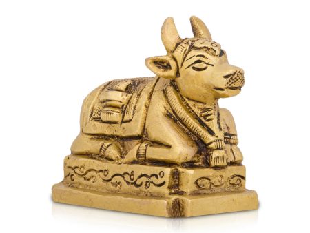 Nandi Statue with Base - 2.5 x 2.5 Inches | Antique Brass Statue  Nandi Murti for Pooja  300 Gms Approx For Sale