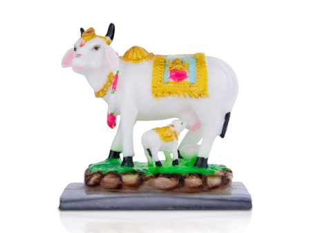 Cow and Calf Idol - 6 x 5.5 Inches | Kamadhenu Statue  Cow Calf Idol for Pooja Online