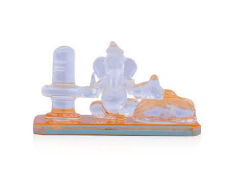 Shivaling Ganesh Nandi Statue - 2 x 3 Inches | Crystal Ganpati Murti  Crystal Shivling  Crystal Nandi for Pooja For Sale