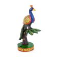 Peacock On Tree Statue - 6 x 2.5 Inches | Wooden Peacock Idol  Painted Peacock Figurine for Home Online now