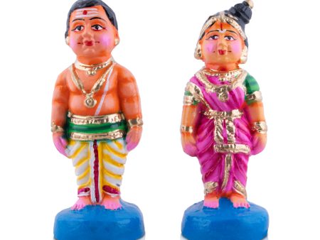 Young Couple Clay Golu Bommai Pair - 8 x 3 Inches | Giri Golu Doll  Navaratri Golu Bomma Gombe Bommai Online