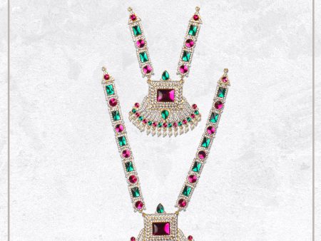 Stone Haram & Stone Necklace Set - 13 x 4 Inches | Multicolour Stone Jewelry  Jewellery for Deity Online now