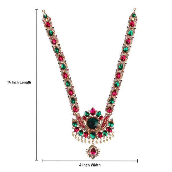 Stone Haram & Stone Necklace Set - 14 x 4 Inches | Multicolour Stone Jewelry  Jewellery for Deity Hot on Sale