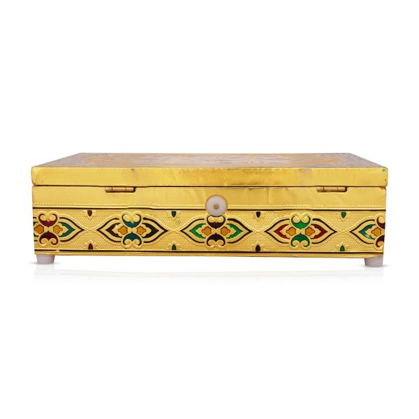 Pooja Box - 7 x 10 Inches | Meenakari Design Storage Box  Gold Polish Jewellery Box for Home Online Hot Sale