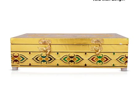 Pooja Box - 7 x 10 Inches | Meenakari Design Storage Box  Gold Polish Jewellery Box for Home Online Hot Sale