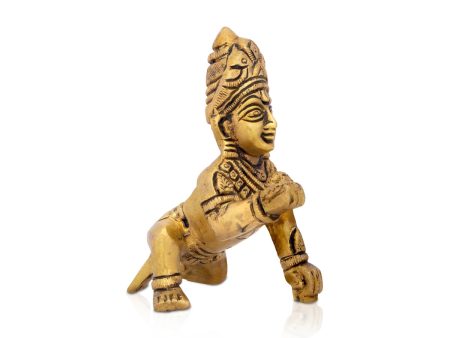 Krishnan Statue - 3.5 x 2.75 Inches | Brass Statue  Crawling Krishna Idol for Pooja  335 Gms Approx Cheap