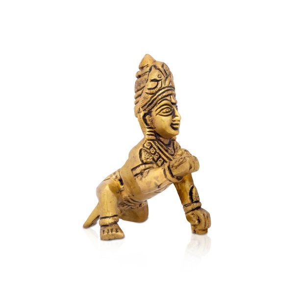 Krishnan Statue - 3.5 x 2.75 Inches | Brass Statue  Crawling Krishna Idol for Pooja  335 Gms Approx Cheap