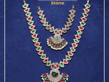 Stone Haram & Stone Necklace Set - 15 x 4 Inches | Multicolour Stone Jewelry  Jewellery for Deity For Discount