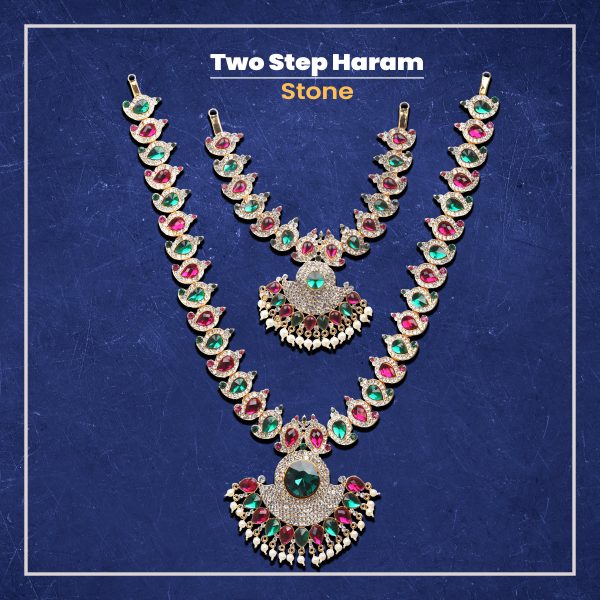 Stone Haram & Stone Necklace Set - 15 x 4 Inches | Multicolour Stone Jewelry  Jewellery for Deity For Discount