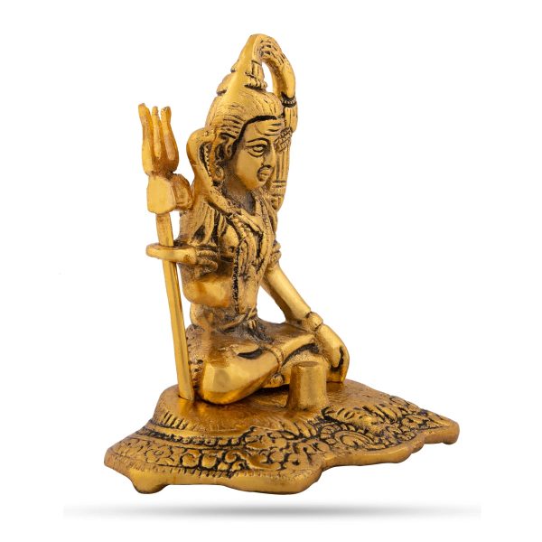 Shiva Statue - 4.5 x 4.5 Inches | Gold Polish Shiv Murti  Aluminium Shivan Idol for Pooja  220 Gms Approx Sale