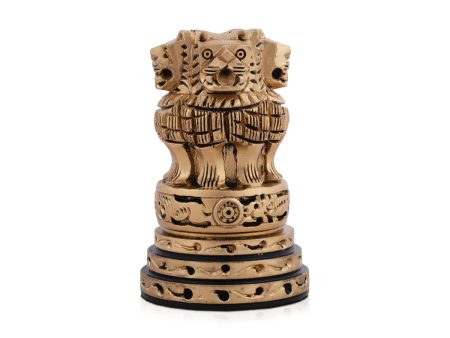 Ashok Head Statue - 4 x 2.5 Inches | Wooden Statue  Brass Painted Ashok Head Idol for Home Decor Cheap