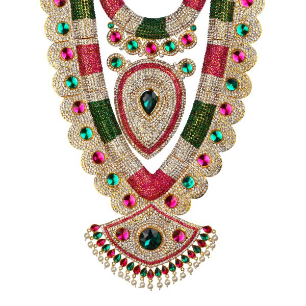 Stone Haram & Stone Necklace Set - 15 x 10 Inches | Multicolour Stone Jewelry  Jewellery for Deity Online Hot Sale