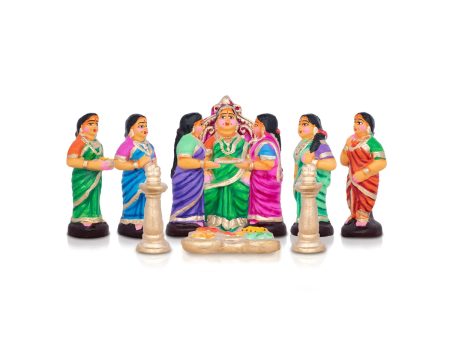 Seemantham Clay Golu Bommai Set - 7 x 3 Inches | Giri Golu Doll  Navaratri Golu Bomma Gombe Bommai Supply