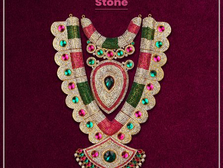 Stone Haram & Stone Necklace Set - 15 x 10 Inches | Multicolour Stone Jewelry  Jewellery for Deity Online Hot Sale