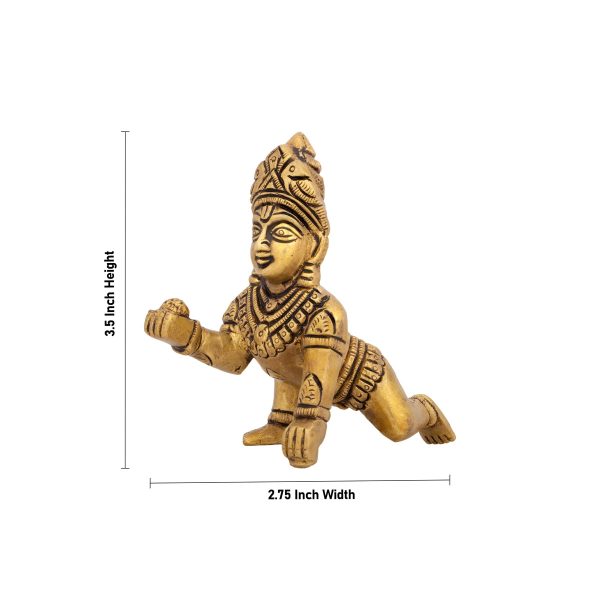 Krishnan Statue - 3.5 x 2.75 Inches | Brass Statue  Crawling Krishna Idol for Pooja  335 Gms Approx Cheap