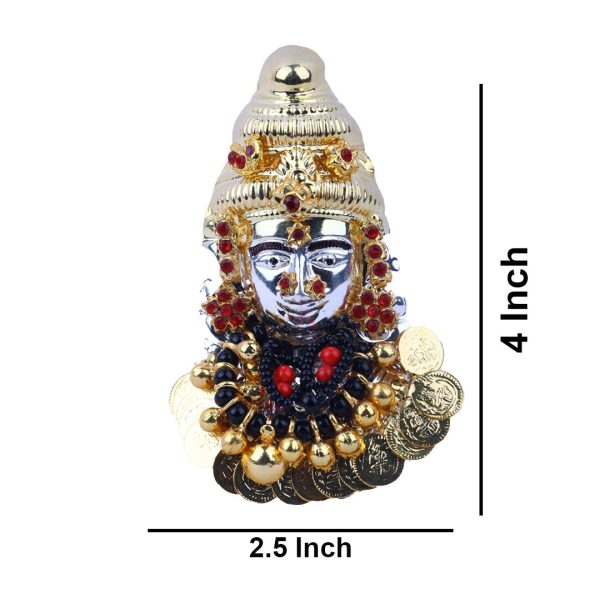 Ammavari Face - 4 Inch | Lakshmi Face in Silver  Amman Face  Goddess Face for Deity on Sale