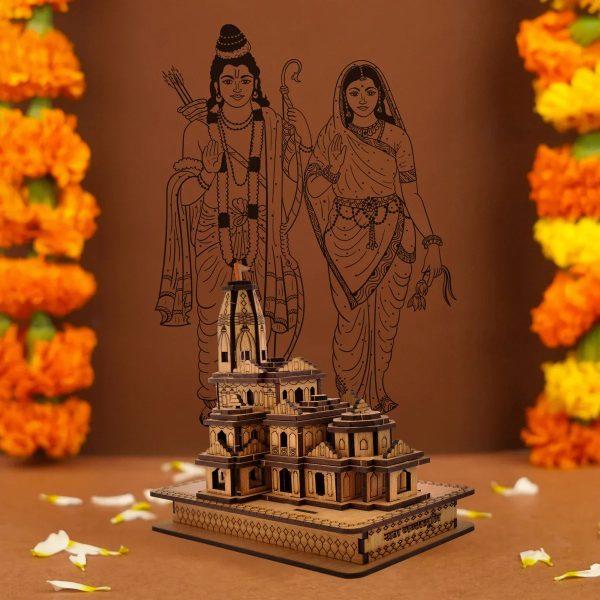 Ayodhya Ram Temple - 6 x 3.5 Inches | Wooden Mandir  Ayodhya Ram Mandir for Home Decor Online