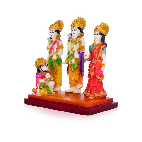 Shri Ram Darbar Murti - 5 x 4.5 Inches | Marble Dust Shri Ram Darbar Statue for Pooja For Discount