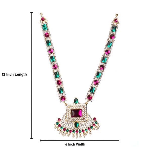 Stone Haram & Stone Necklace Set - 13 x 4 Inches | Multicolour Stone Jewelry  Jewellery for Deity Online now