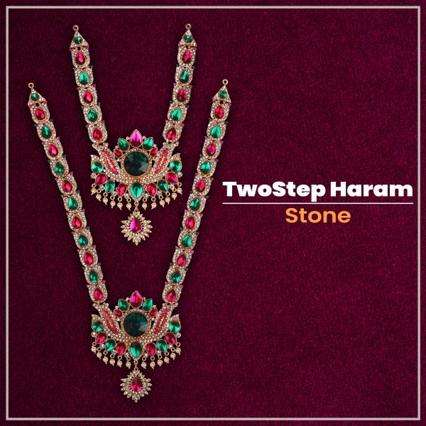 Stone Haram & Stone Necklace Set - 14 x 4 Inches | Multicolour Stone Jewelry  Jewellery for Deity Hot on Sale