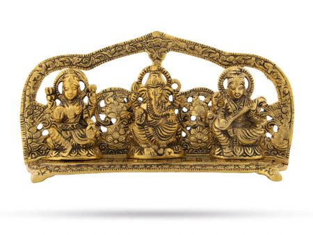 Laksmi Ganesh Saraswati Idol with Arch - 5 x 9.5 Inches | Laksmi Ganesh Saraswati Statue for Home Decor Online now