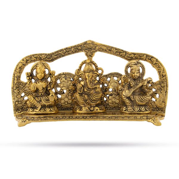 Laksmi Ganesh Saraswati Idol with Arch - 5 x 9.5 Inches | Laksmi Ganesh Saraswati Statue for Home Decor Online now