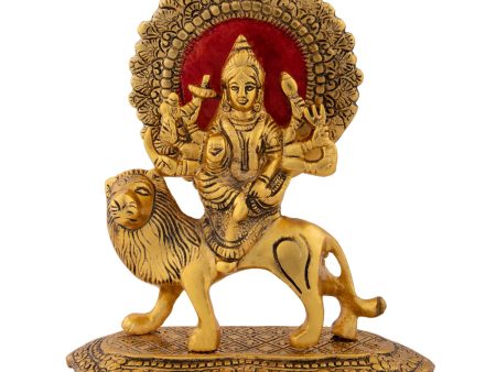 Durga Murti - 7.5 x 7 Inches | Aluminium Idol  Gold Antique Durga Mata for Pooja  800 Gms Approx Cheap