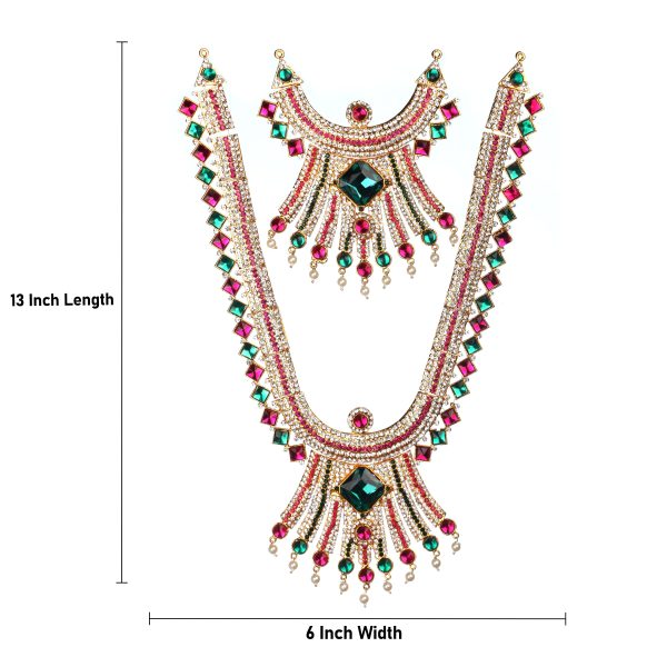 Stone Haram & Stone Necklace Set - 13 x 6 Inches | Multicolour Stone Jewelry  Jewellery for Deity Discount