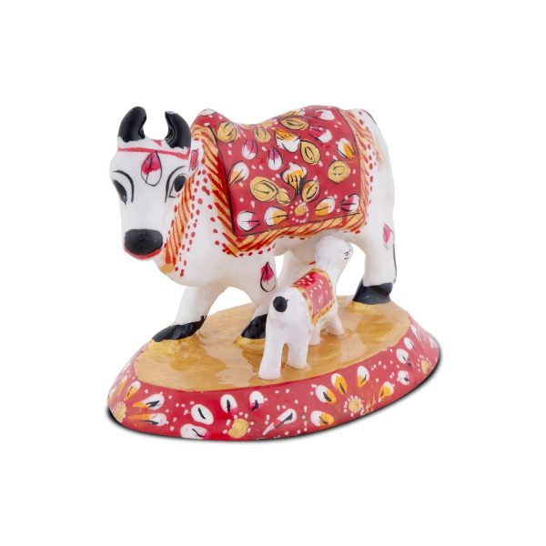 Cow and Calf Idol - 3 x 3.5 Inches | Metal Kamadhenu Statue  Cow Calf Idol for Pooja For Sale