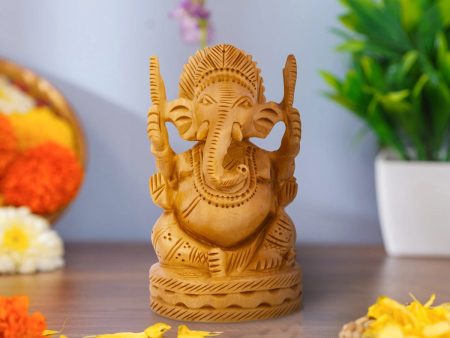 Ganesh Murti - 4 x 2.5 Inches | Wooden Ganpati Murti  Vinayaka Idol for Home Discount