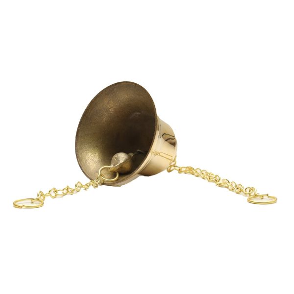 Brass Bell - 6 Inches | Brass Bell Hanging  Pooja Hanging Bell with Chain  Hanging Bells for Mandir For Discount