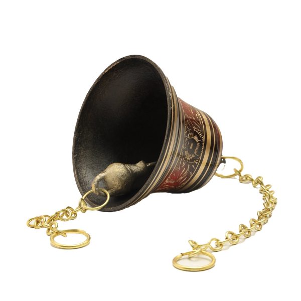 Brass Bell - Enamel - 4.1 Inches | Brass Bell Hanging  Pooja Hanging Bell with Chain  Hanging Bells for Mandir Discount