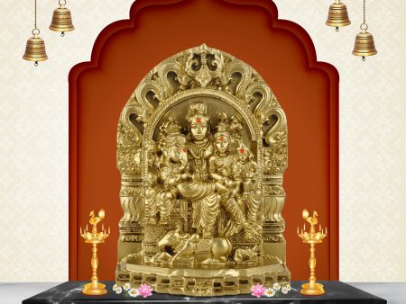 Lord Shiva Family - 6 Inches | Resin Shivan Family with Arch Idol  Brass Polish Shiva Family Statue for Pooja Sale