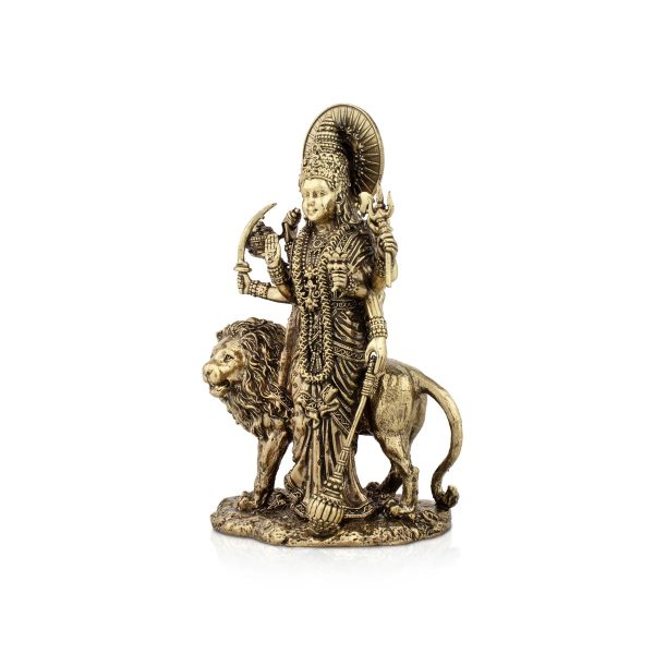 Durga Devi - 6 x 4 Inches | Durga Statue Sitting On Lion  Brass Idol  Durga Murti for Pooja  515 Gms Approx Online Hot Sale